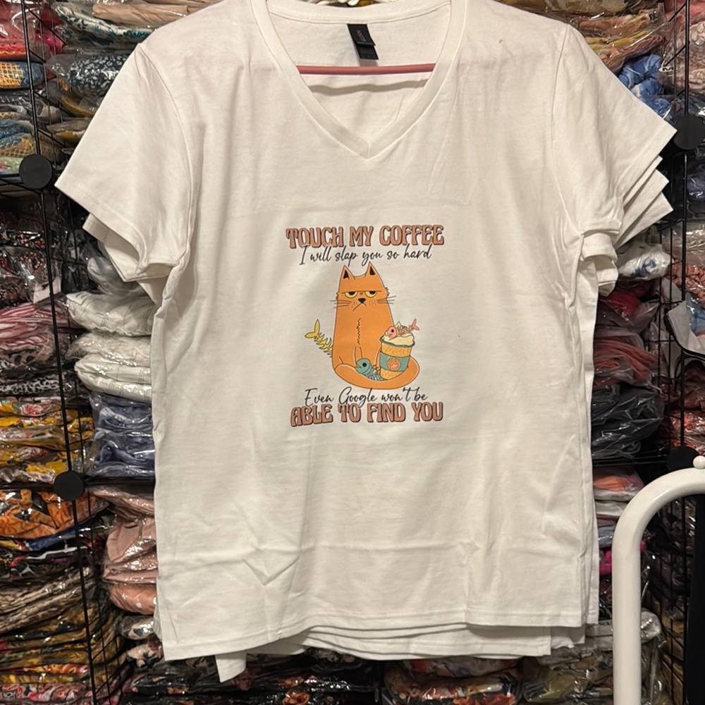 Gildan White Short Sleeve Tee with Cat Graphic